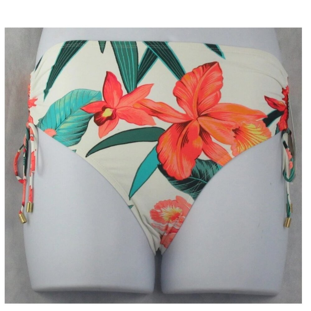 NWT Coco Reef Women's High-Waist Bikini Bottom Swimsuit, Multi Floral, Large